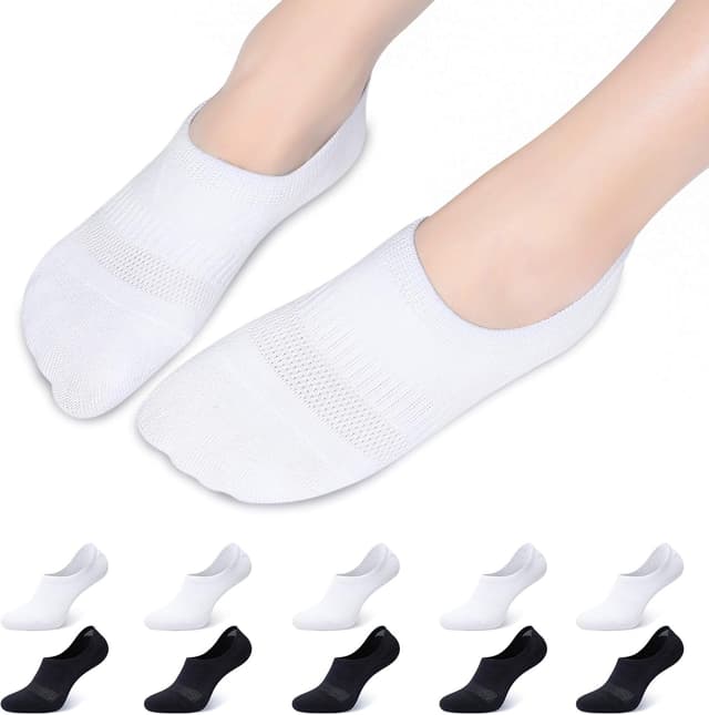 Detalle de Falechay 10 Paar Sneaker Socken (No-Show) – Damen & Herren, unsichtbar im Schuh
