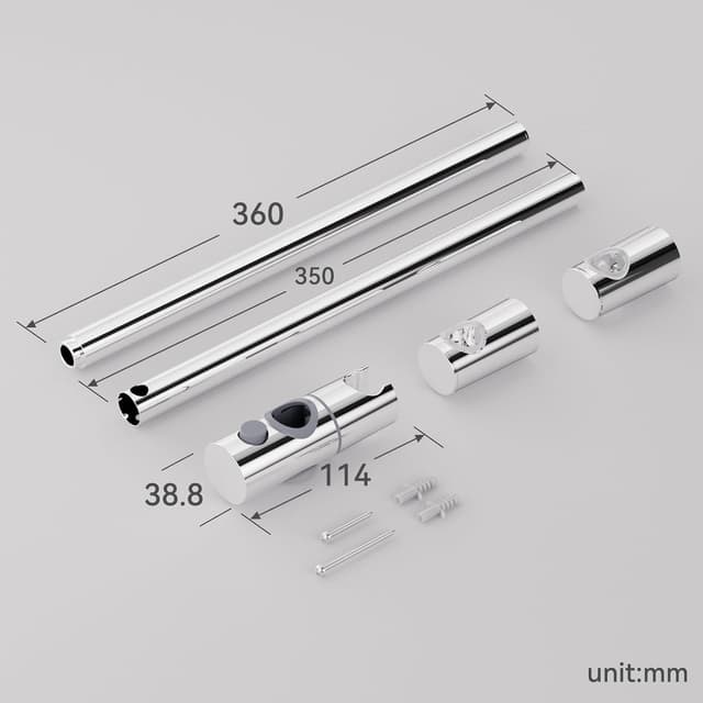 Detalle de AuraLum Asta doccia 70 cm con saliscendi in acciaio inox e supporto soffione regolabile