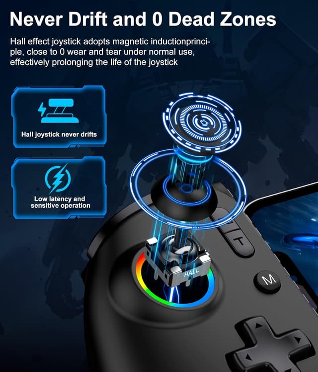Thumbnail 1 de Universal Wireless Mobile Gaming Controller with Hall Joysticks