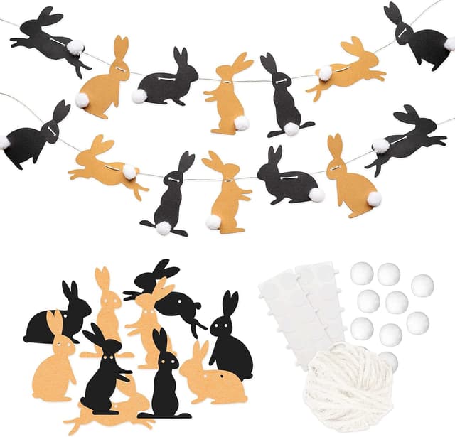 Detalle de Papierdrachen Papierdrachen 10 m Girlande als Osterdekoration – Hasen mit Puschel (Set 14)