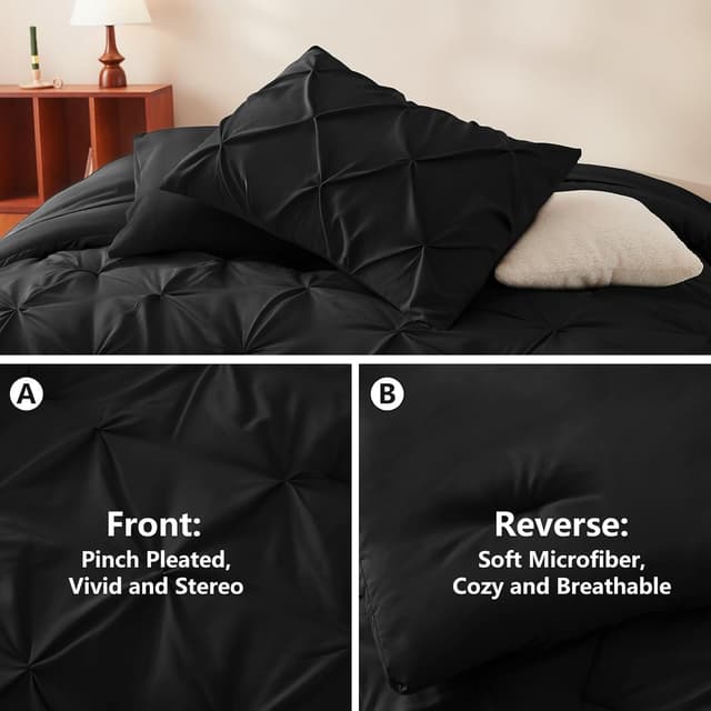 Detalle de CozyLux Queen Comforter 7-Piece Pintuck
