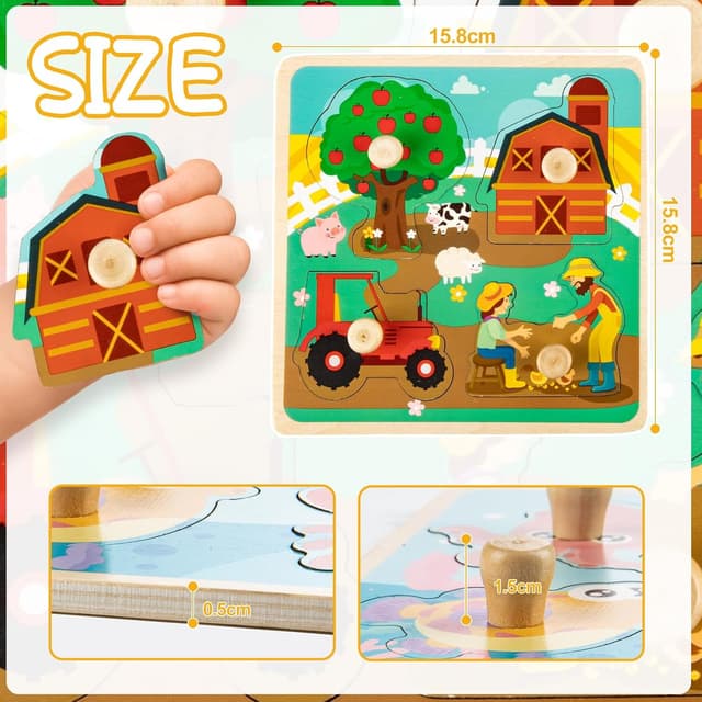 Thumbnail 6 de Funsland Wooden Puzzles 4-piece toddler peg set 🧩