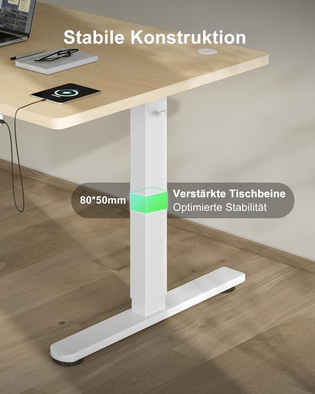 Thumbnail 6 de Devoko elektrisch höhenverstellbarer Schreibtisch 180x80 cm mit Typ-C Ladeanschluss (Eiche)