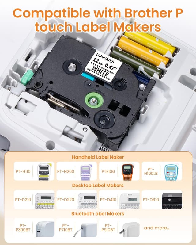 Detalle 2 de Upwinning TZe Schriftbänder Gold/Silver (12 mm) kompatibel mit Brother P-touch – Set mit 6 Farben