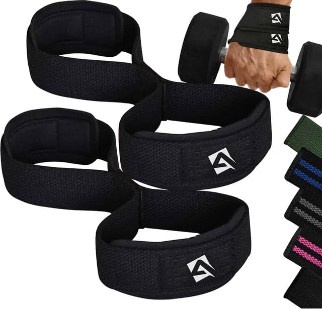 Detalle de AQF Figure 8 weight lifting straps with padded wrist support (pair)