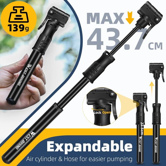 Detalle de West Biking Bicycle Pump Mini Bike Pump (Aluminium Alloy) for Presta & Schrader