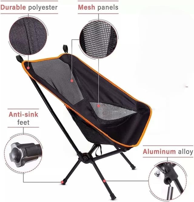 Detalle 2 de Nestling Portable Ultralight Folding Chair (Orange) – camping, picnic, fishing & hiking