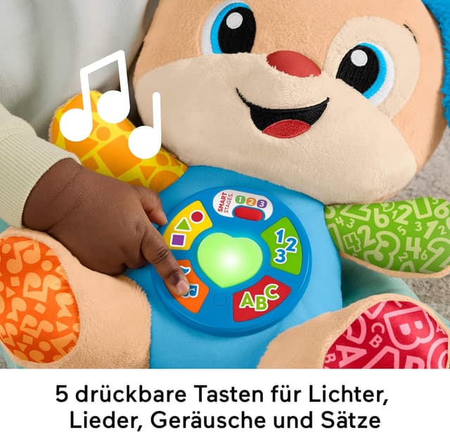Detalle de Fisher-Price musikalischer Lernspaß Smart Stages Hündchen (JFD20) – Plüschspielzeug ab 6 Monaten