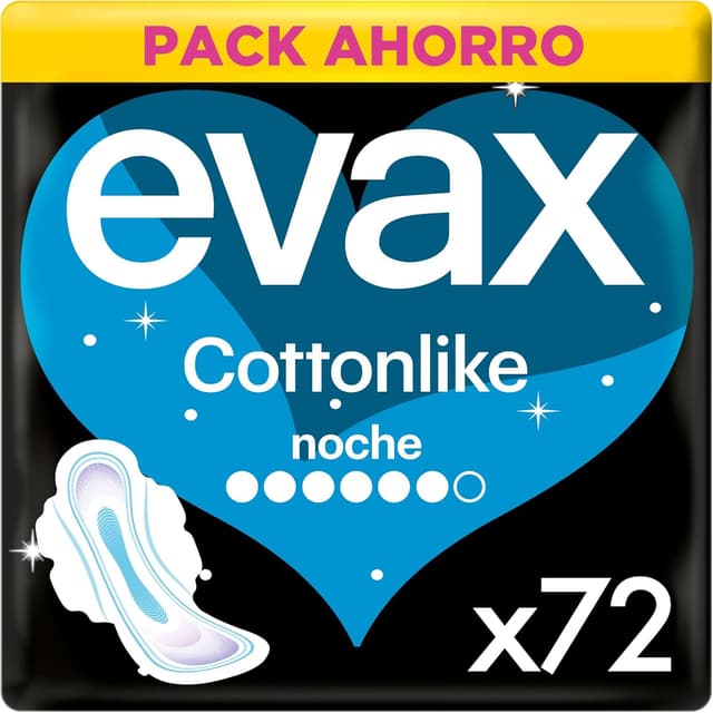 Imagen de Evax Cottonlike Noche Compresas con Alas 🌙, Pack 72 en OfertitasTOP