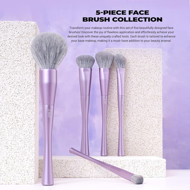 Detalle de Jessup Set de pinceaux de maquillage professionnel violet 14 pièces (végans) T512