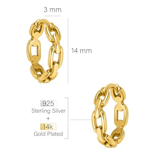 Detalle de Sofia Milani E3051: pendientes creole de plata de ley 925 con chapado en oro