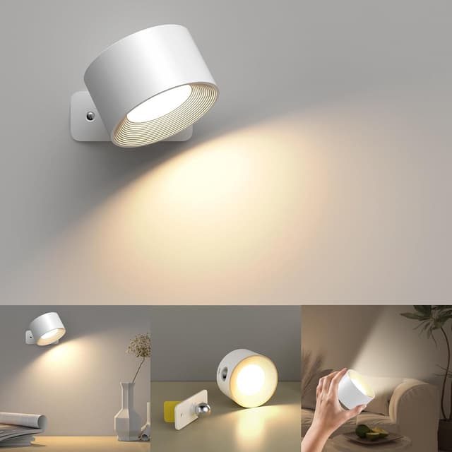 Detalle de Luz de Pared Interior, Lámpara Inalámbrica USB 🔌 Elegante y Versátil