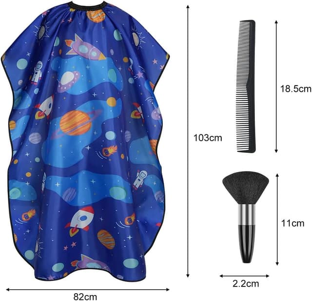 Detalle de AYBUY mantellina per taglio capelli bambini con pettine e spazzola (collo regolabile) – Blu