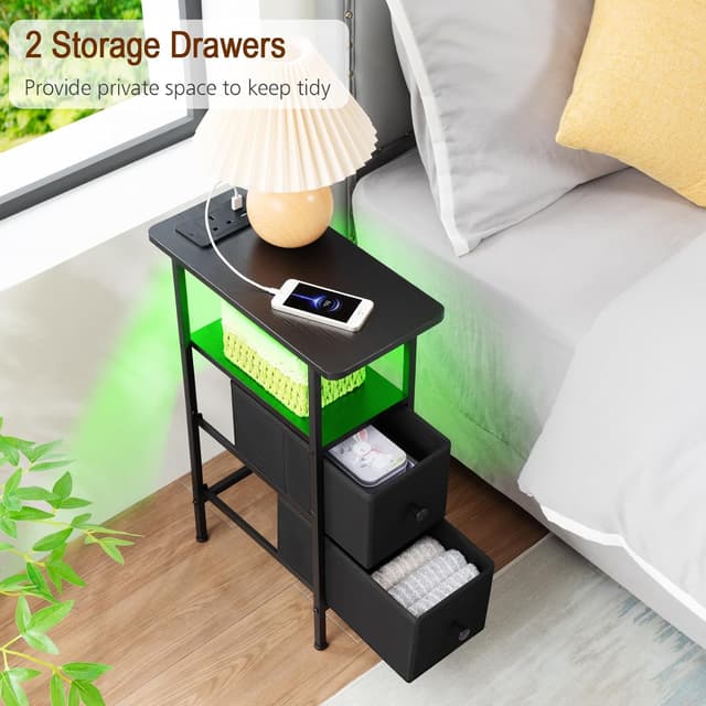 Thumbnail 5 de AMHANCIBLE Slim Nightstand with Charging Station
