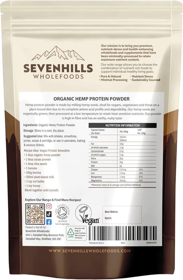 Thumbnail 4 de Sevenhills Wholefoods Organic Hemp Protein Powder 1.8kg 🥤
