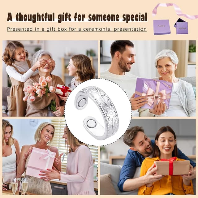 Thumbnail 6 de Zecimi Magnetring Silber (2026) – verstellbarer Anti-Stress-Ring mit Magnetkraft für Alltag und Schlaf