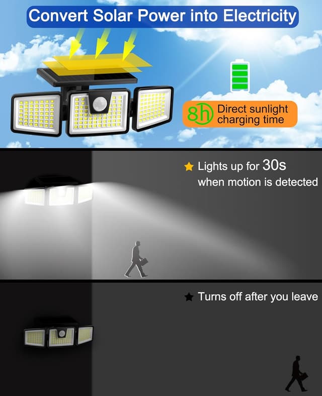 Thumbnail 3 de 156LED Solar Lights Outdoor 270° motion sensor