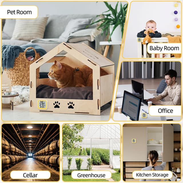 Thumbnail 6 de NOKLEAD Thermometer & Hygrometer (Mini-Hygrometer) mit Komfort-Icon und °C/°F-Umschalter – Gelb