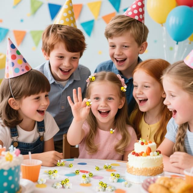 Detalle de YunJoyous Filz-Bienen Deko-Set (50 Stück) mit Häkelblumen – für DIY Girlanden, Haarclips & Partydeko