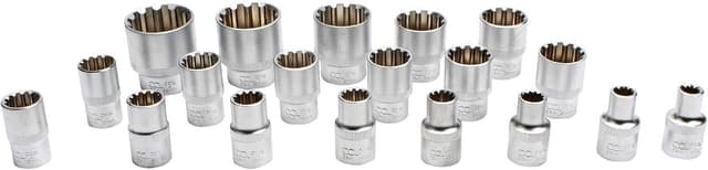 Detalle 2 de CCLIFE Jeu de 19 douilles multidents 1/2" XZN (8 à 32 mm)