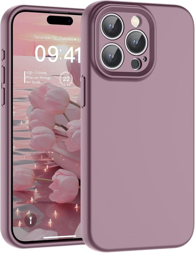 Detalle de SUPFINE Liquid Silicone Case for iPhone 14 Pro (6.1-inch) with Soft Microfiber Lining in Blackcurrant