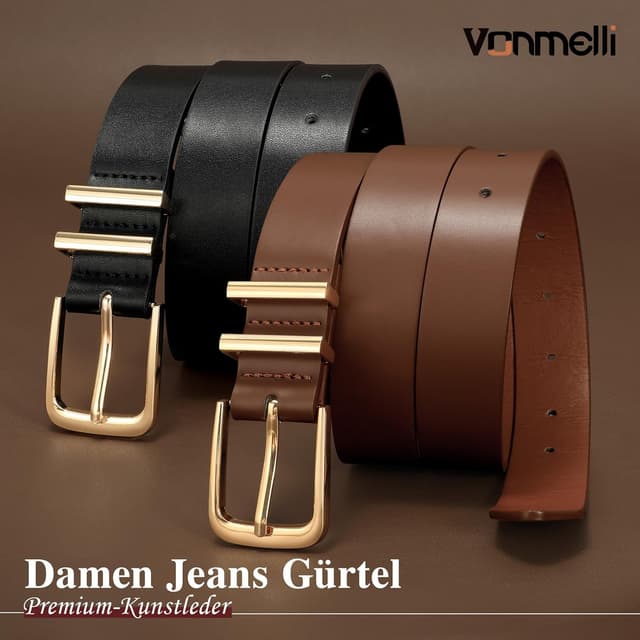 Thumbnail 2 de VONMELLI Gürtel 2er Set 2,5 cm Schwarz Braun