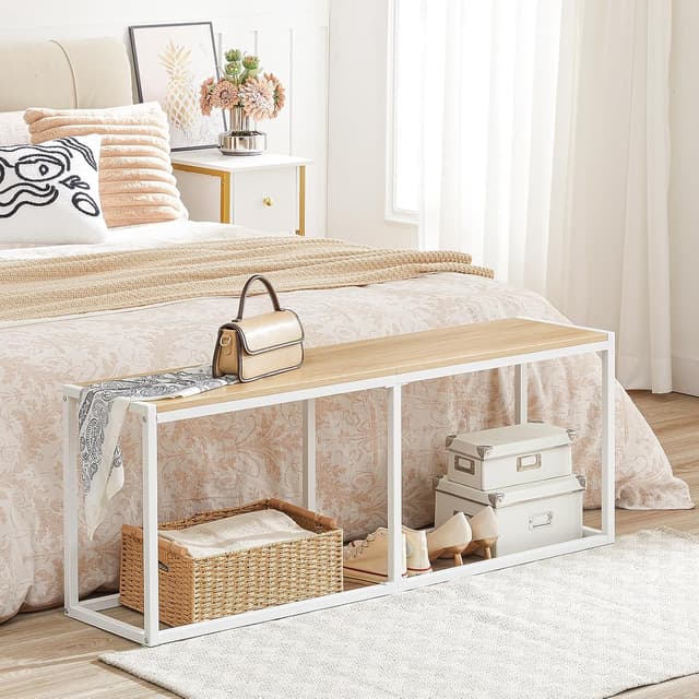 Detalle 2 de HOOBRO Banco 2 plazas Taburete Industrial Blanco