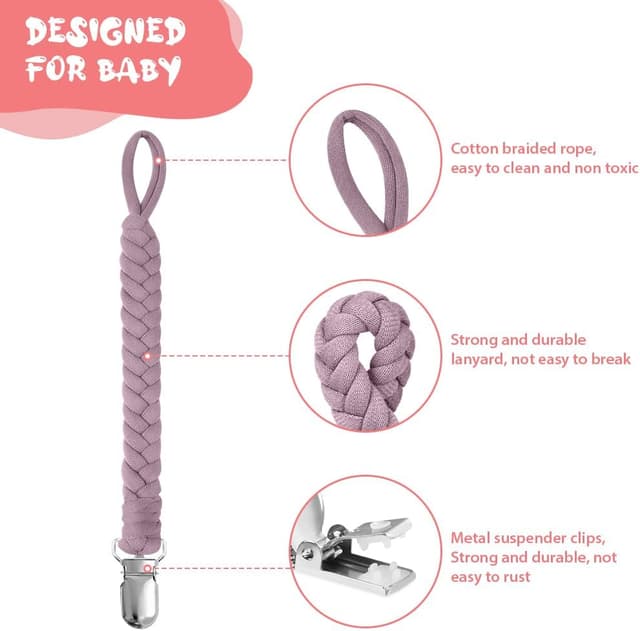 Detalle de Aolso Catenella Portaciuccio intrecciata in cotone con adattatore in silicone (confezione da 4 catenelle)