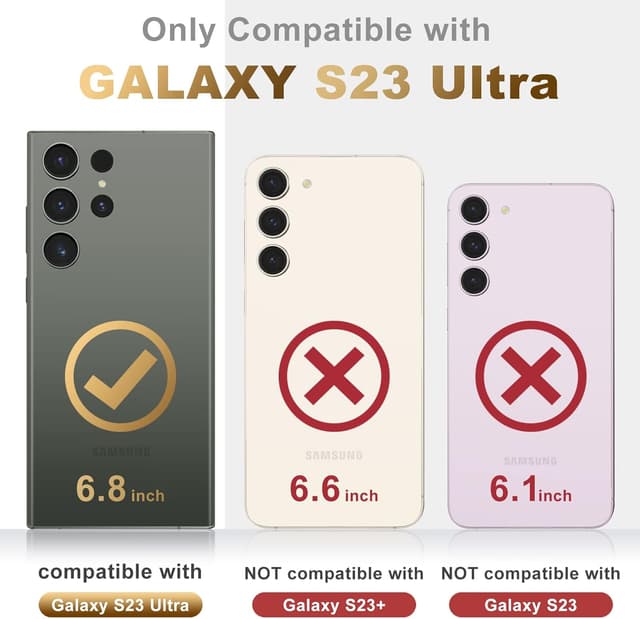 Detalle de Urarssa Samsung Galaxy S23 Ultra case with bling heart design, shockproof silicone bumper – white