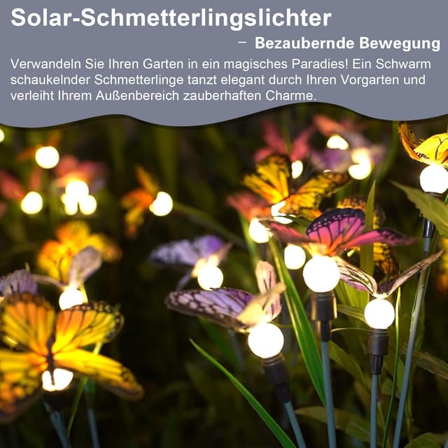 Detalle 2 de DooYard solar garden lights with swaying butterfly effect (2 pack)
