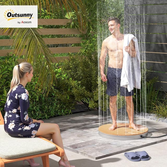 Detalle de Outsunny douche de jardin portable avec hauteur réglable jusqu’à 4 m (Ø 70,5 cm)