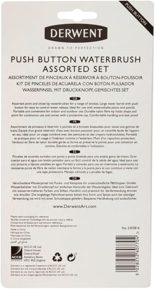 Thumbnail 2 de Derwent Push Button Waterbrush Assorted Set 🖌