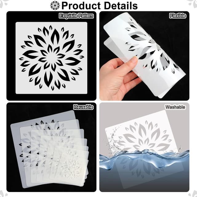 Detalle 2 de MWOOT Mandala Schablonen Set mit 7 Größen