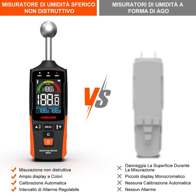 Detalle de LASELION MS04 misuratore di umidità non distruttivo con sensore a sfera 5–40 mm