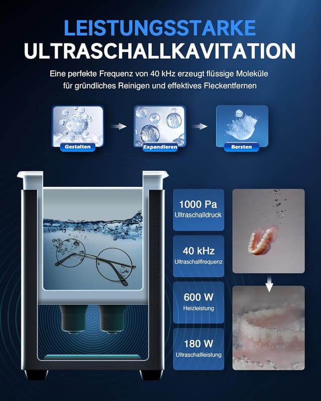 Detalle de CREWORKS 6L Ultraschallreinigungsgerät mit Heizung, Entgasungsfunktion und Digital-Timer