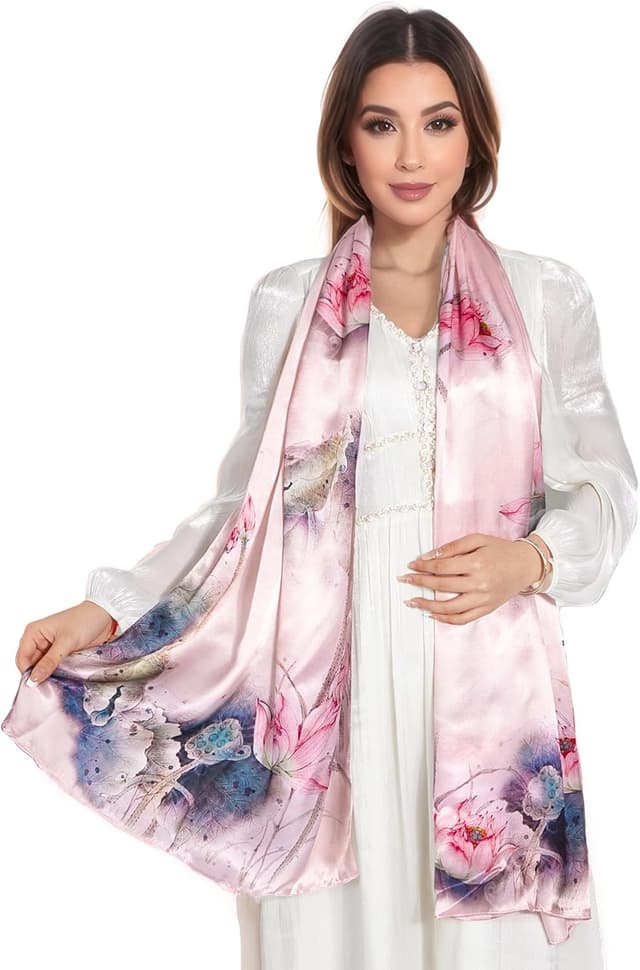 Thumbnail 2 de KALOEY Seidenschal 100% Seide 55×173 cm 🧣