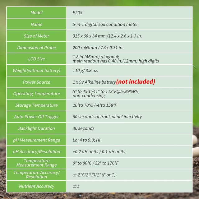 Thumbnail 2 de Landrip Medidor Humedad Plantas 5 en 1 🌱