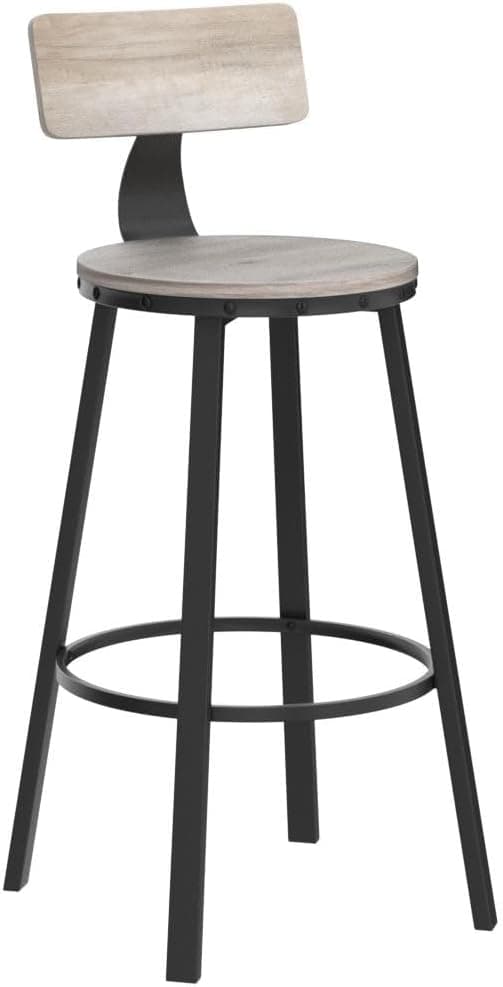 Detalle de VASAGLE set di 2 sgabelli da bar LBC026B02 con schienale, altezza seduta 73 cm, greige e nero