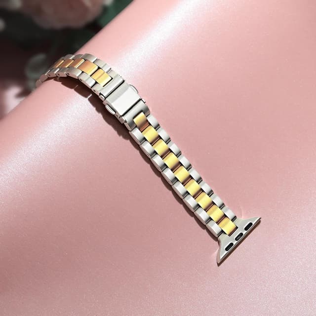 Detalle de Vamyzji slim stainless steel Apple Watch strap (compatible with 42/44/45/46/49mm models)