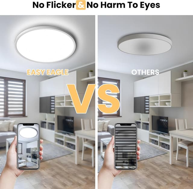 Detalle de EASY EAGLE Plafoniera LED da soffitto 36W rotonda 4000K, 3.240 lm, IP44 ultra sottile Ø30 cm