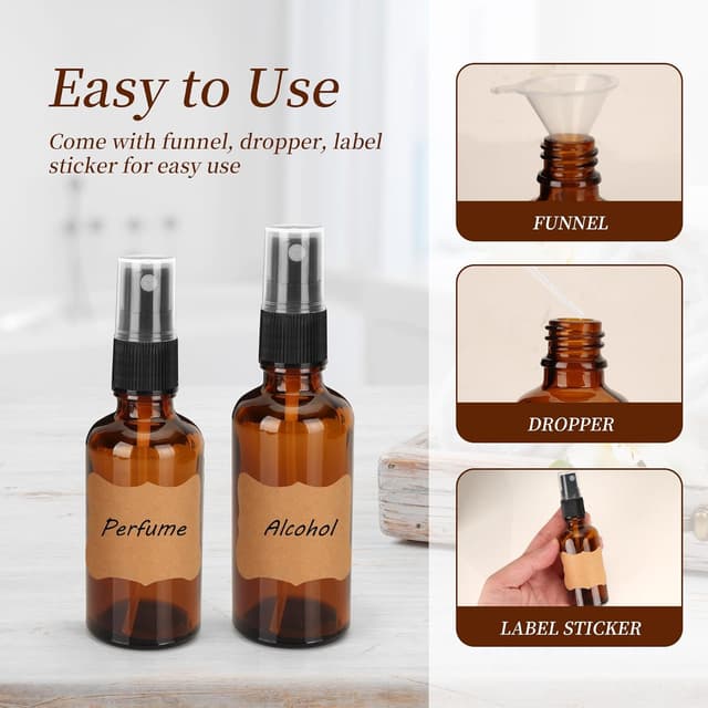 Thumbnail 4 de WENLISELL 12 PCS Amber Glass Spray Bottles 30/50ml