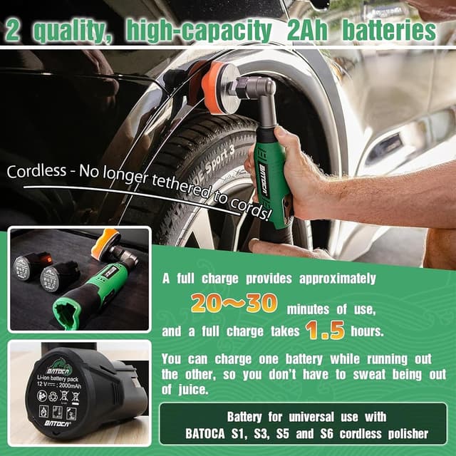 Detalle de BATOCA S6 cordless car polisher 12V kit