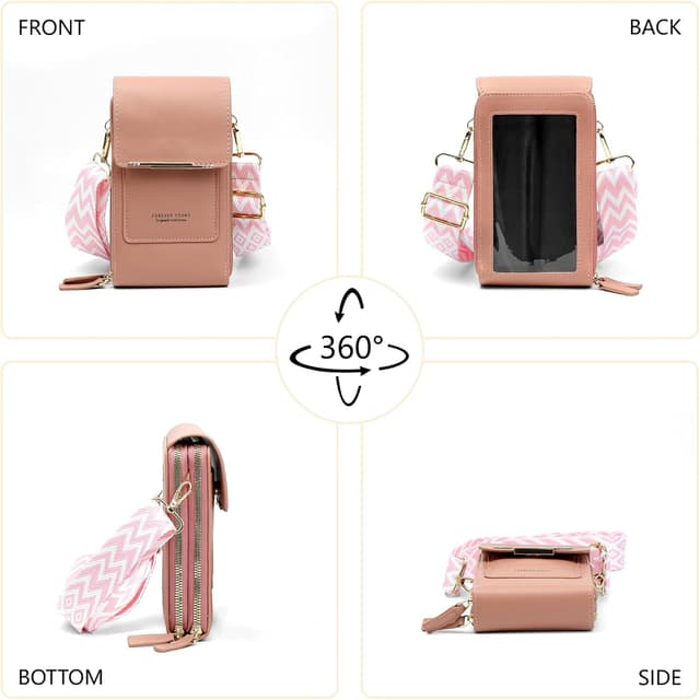 Thumbnail 6 de DBPBToU borsa tracolla da donna in PU con porta cellulare al collo e finestra touch