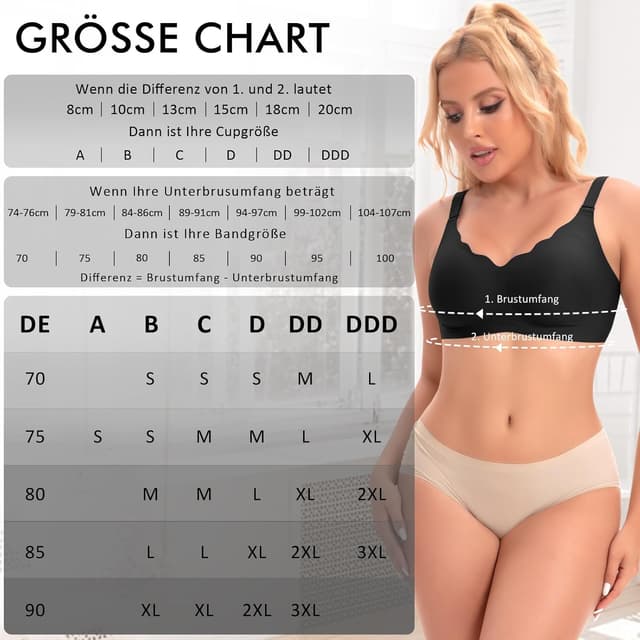 Detalle 2 de Nahtloser BH ohne Bügel V-Ausschnitt für Damen