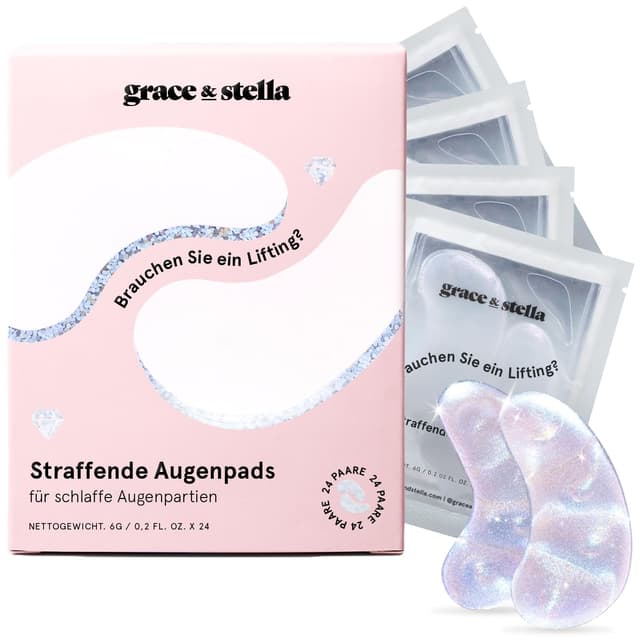 Detalle de grace & stella Augenpads gegen Augenringe und Schwellungen mit Peptiden & Reis-Extrakt (24 Paare)