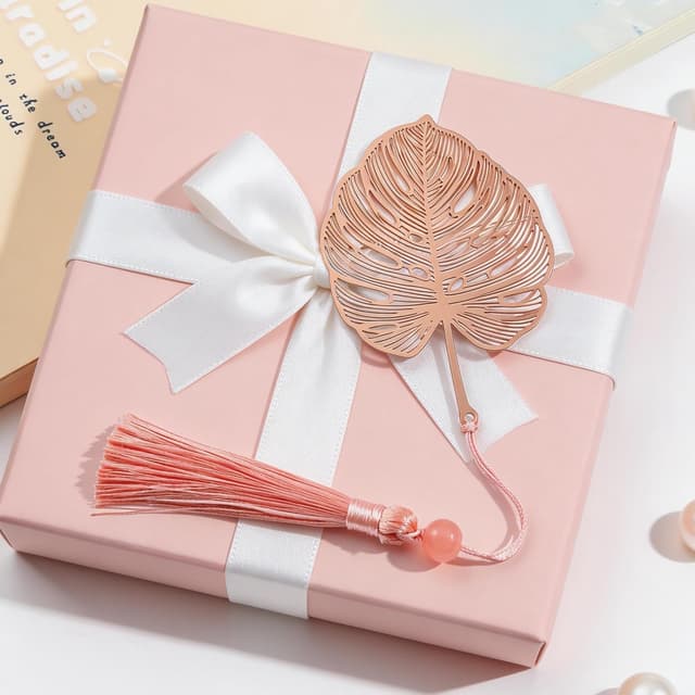 Thumbnail 6 de YBhuoo Elegant Metal Bookmark with Tassel & Gift Box (Rose Gold Monstera)