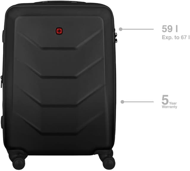 Detalle de Wenger Prymo Medium hardside case with 4 wheels (612537) – black, 59 (67) L