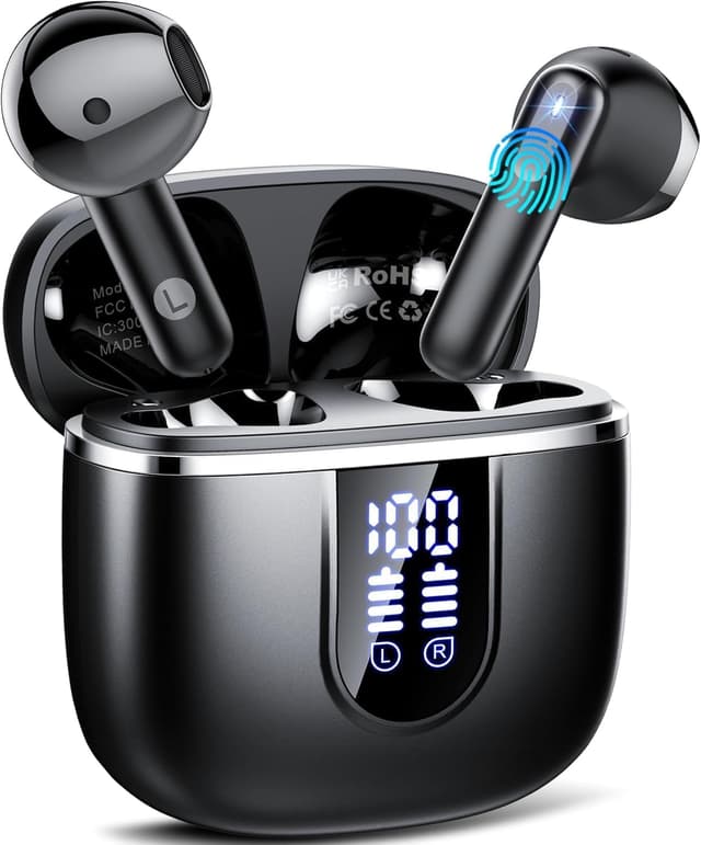 Detalle de Écouteurs Bluetooth sans fil Bluetooth 5.4 avec réduction de bruit ENC, 4 micros et autonomie jusqu’à 40 h (USB‑C, IP7)