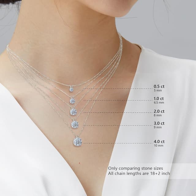 Thumbnail 4 de KRKC&CO Moissanit-Anhänger-Kette Damen aus 925 Silber – verstellbar 45+5 cm mit Geschenkbox