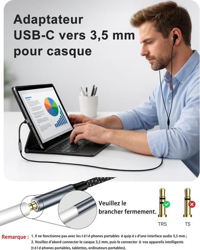 Thumbnail 2 de Adaptateur USB C Jack 3.5mm Lot de 2 0,12 m